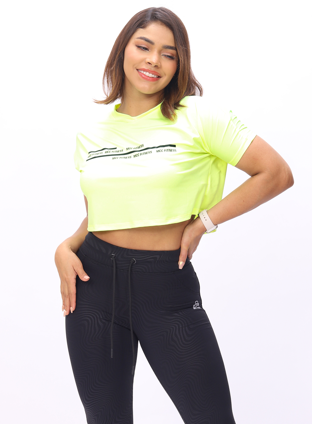 T-shirt Crop Mcc Fitness - Amarillo Neon